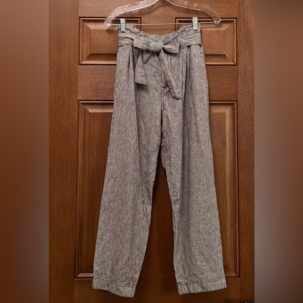 LOFT Striped Dress Pants W/ Tie Waist & Pockets - Small Petite NEW W/ TAGS